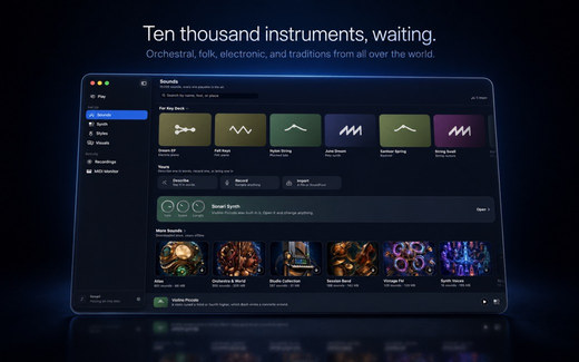 The sound library, ten thousand of them, filtered by feel and by place