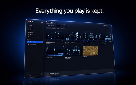 A recording, with every gesture kept as an event rather than as audio